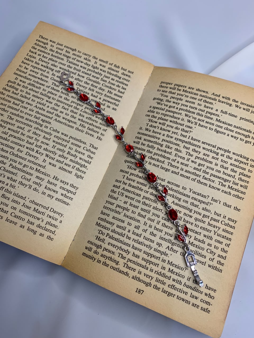 Ruby Red Crystal Floral Bracelet for Women