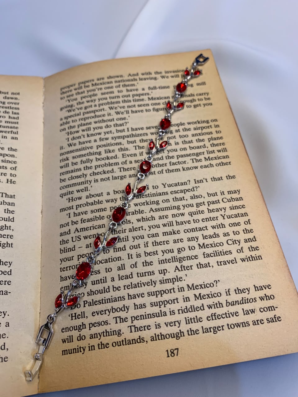 Ruby Red Crystal Floral Bracelet for Women