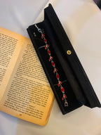 Ruby Red Crystal Floral Bracelet for Women