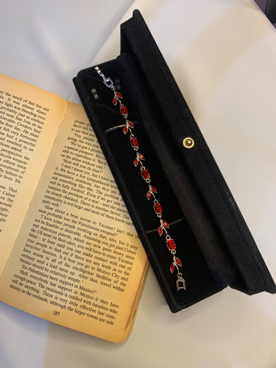 Ruby Red Crystal Floral Bracelet for Women
