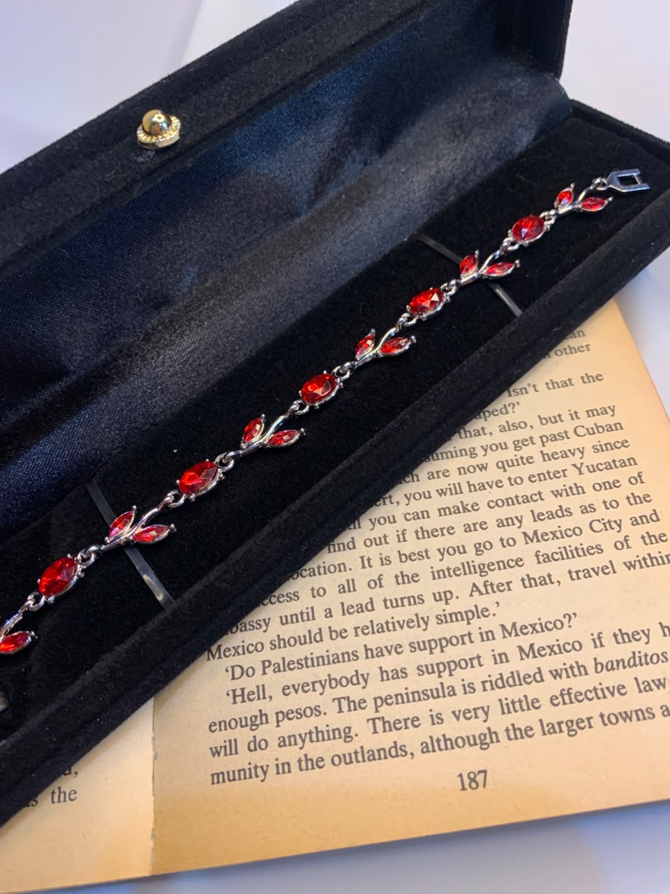 Ruby Red Crystal Floral Bracelet for Women