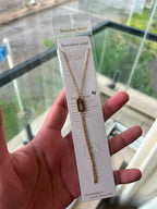 Elegant Gold Stainless Steel Pendant Necklace with Tassel Chain