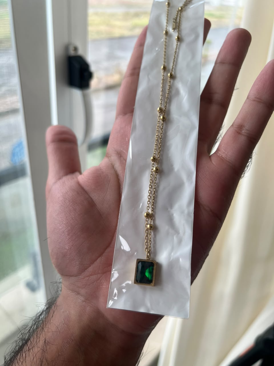 Green Stone Pendant Necklace | Elegant Gold Necklace for Women Pakistan